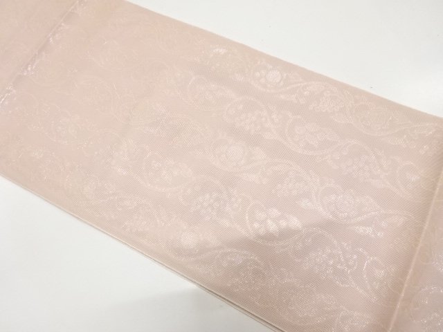 紗　葡萄唐草模様織り出し　名古屋帯